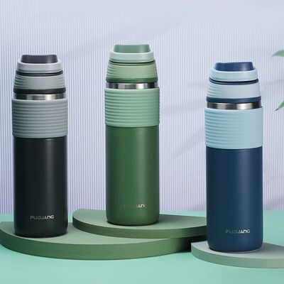 Купить Прозрачная вакуумная бутылка из нержавеющей стали 316 500 мл с ручкой Персонализированные металлические бутылки для воды Легкая чистка с широким ртом online manufacture