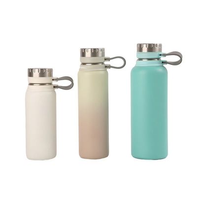 Купить 500/700/1000ml Бутылка с водой из нержавеющей стали 1 литр Силиконовый ремень Портативный спортивный двойной стенки из нержавеющей стали Вакуумная изолированная бутылка с водой online manufacture