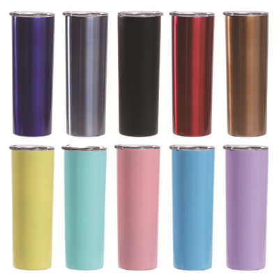 Купить 20 Oz Skinny Sublimation Blanks Нержавеющая сталь Skinny Tumbler с крышкой и соломой Двойная стена Вакуумные изоляционные Sublimation Tumblers online manufacture