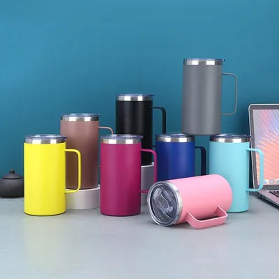 Купить Кружка для питья с вакуумной изоляцией, герметичная, из нержавеющей стали с двойными стенками, с ручкой и крышкой, удобная в использовании, различные варианты цвета Производство в сети