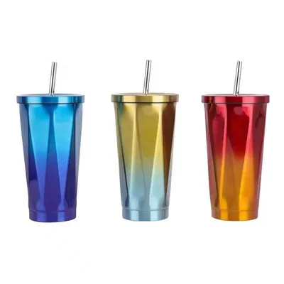 Купить Детская двойная изоляция из нержавеющей стали 304 с соломой и крышками Производство в сети