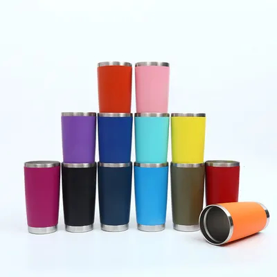 Купить Путешественный кофейный кувшин 20 унций изолированная кружка с крышкой стальной чашки для горячих и холодных напитков порошок покрытый желтым Производство в сети