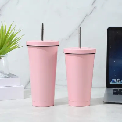 Купить 25 унций двойной стеновой кружка для горячих и холодных напитков из нержавеющей стали изолированная чашка для кофе с металлической соломой Производство в сети