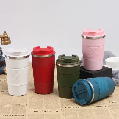 Купить Изолированная 12 унций 17 унций проницаемая чашка с крышкой Термальная кофейная бутылка из нержавеющей стали хранить холодный и горячий подарок для мужчин женщин Производство в сети