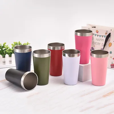 Купить 12oz Tumbler Нержавеющая сталь Tumbler массовый вакуум изоляции двойной стены путешествия Tumbler с крышкой и соломой многоразовый Tumbler Производство в сети