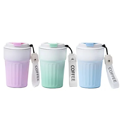 Купить 16 Oz Travel Coffee Mug Противопожарная изолированная стальная кофейная кружка с крышкой и силиконовым морем, двойной стеной вакуумные путевые кофейные бутылки, носитель чашки дружественный многоразовый термос-лилак Производство в сети
