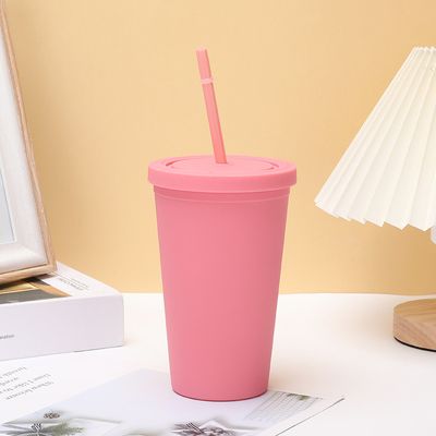 Купить Мода Конфеты цвет 450 мл бутылка с водой изолированная двойная стена пластиковая бутылка с соломой для молока легкий индивидуальный цвет и логотип Производство в сети