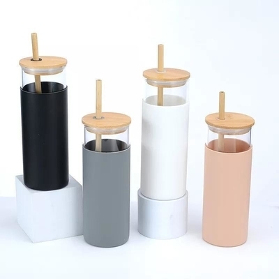 Купить Многоразовый дизайн 20oz 17oz Бутылка с водой Жилой стеклянный сок Tumbler Стеклянная бутылка для питья с силиконовым рукав Эко-дружественный Стильный online manufacture