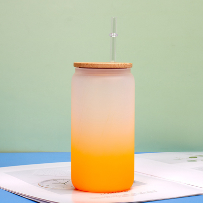 Купить 16 унций блестящего ириденсного стекла воды бутылка с бамбуковым крышкой для ледяного кофе пиво сок сода Производство в сети