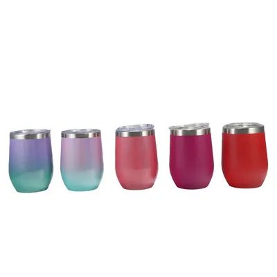 12 OZ Нержавеющая сталь Винный кубок с крышкой Винный стеклянный кубок с двойной стеной Вакуумный изолированный путешественный кубок для кофе Винные коктейли