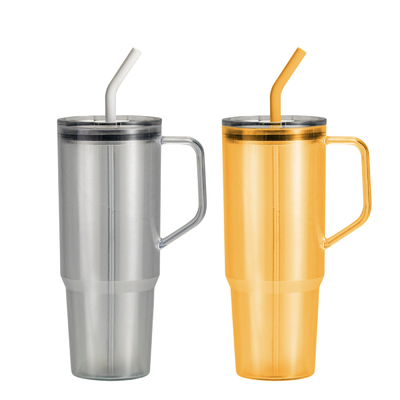 Настраиваемая 40oz однослойная ручка чашки большой вместимости соломенной чашки портативный пластиковый кубок для наружных и путешествий