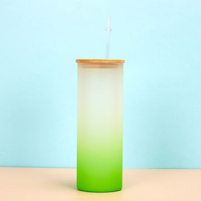 360/480ML 2пакет 16 унций стеклянная бутылка с водой Градиентная стеклянная сублимационная бутылка с бамбуковыми крышками Легкий вес высокая долговечность